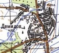 Топографическая карта Демидова
