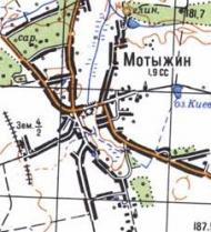 Topographic map of Motyzhyn