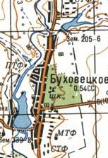 Topographic map of Bukhovetske