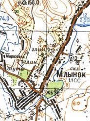 Topographic map of Mlynok