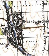 Topographic map of Roznoshenske