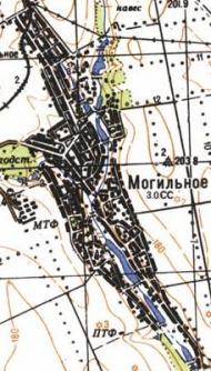 Topographic map of Mogylne