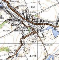 Topographic map of Moshoryne