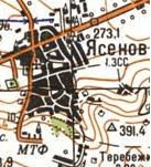 Topographic map of Jaseniv