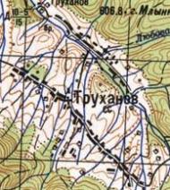 Topographic map of Trukhaniv