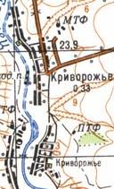Topographic map of Kryvorizhzhya