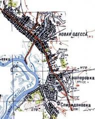 Топографическая карта Новой Одессы