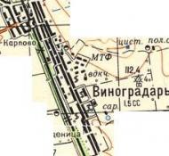 Topographic map of Vynogradar