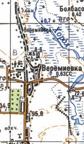 Топографическая карта Веремиевки