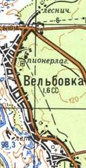 Topographic map of Velbivka
