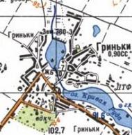 Topographic map of Grynky