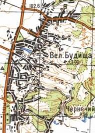Topographic map of Velyki Budyscha