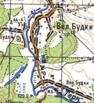 Topographic map of Velyki Budky