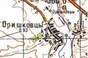 Топографічна карта Оришківців