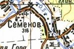 Топографическая карта Семенова