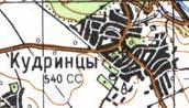 Topographic map of Kudryntsi