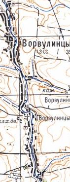 Topographic map of Vorvulyntsi