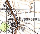 Topographic map of Buryakivka