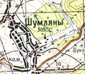 Topographic map of Shumlyany