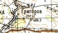 Topographic map of Grygoriv