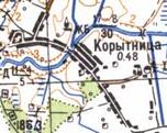 Топографическая карта Коритницы