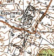 Топографическая карта Корытницы