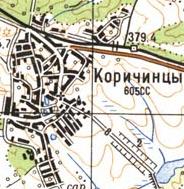 Топографічна карта Коричинців
