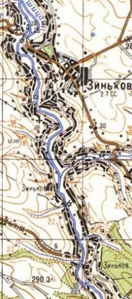 Топографическая карта Зинькова