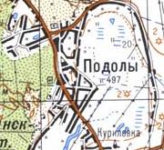 Topographic map of Podoly