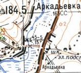 Топографическая карта Аркадьевки