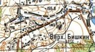 Топографическая карта Верхнего Бишкина