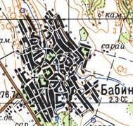Topographic map of Babyn