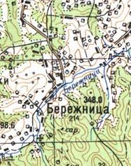 Topographic map of Berezhnytsya
