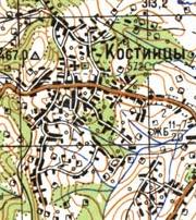Топографічна карта Костинців