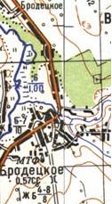 Topographic map of Brodetske