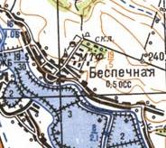 Топографическая карта Беспечной