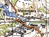 Топографическая карта Мизиновки