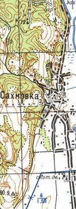 Топографическая карта Сахновки