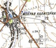 Топографическая карта Мокрой Калигорки