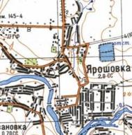 Топографическая карта Ярошовки