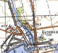 Topographic map of Buzivka