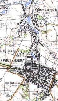 Топографическая карта Христиновки