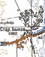 Topographic map of Staryy Bykiv