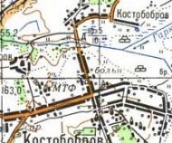 Топографическая карта Костобоброва