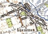 Топографическая карта Бакаевки