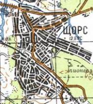 Topographic map of Shchors
