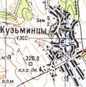 Топографічна карта Кузьминців