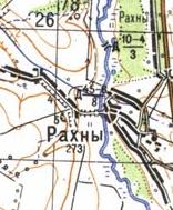 Topographic map of Rakhny