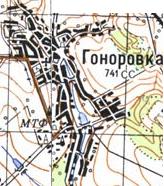 Топографическая карта Гоноровки