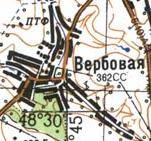 Topographic map of Verbova